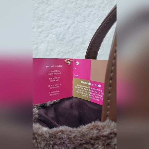 NWT Basket With Faux Fur  Very Pretty Brown Bath & Body Works‎ - Picture 7 of 9